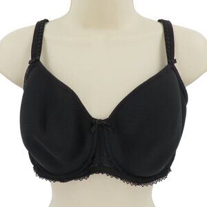 Fantasie 34G Rebecca Moulded Bra FL2024BLK Solid Black Lace Trim Bow Underwire